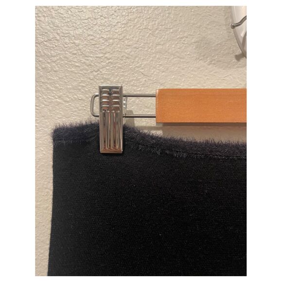 ZARA High-Rise Faux Fur Trim Stretch-Knit Circle Black Mini Skirt - Picture 4 of 5